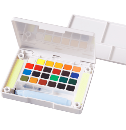 Набор акварели Sakura Koi Pocket Sketch Box 24 цвета в кейсе + губка и кисть купить в художественном магазине ArtCraft.Space с доставкой по РФ и СНГ