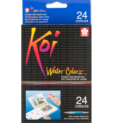 Набор акварели Sakura Koi Pocket Sketch Box 24 цвета в кейсе + губка и кисть купить в художественном магазине ArtCraft.Space с доставкой по РФ и СНГ