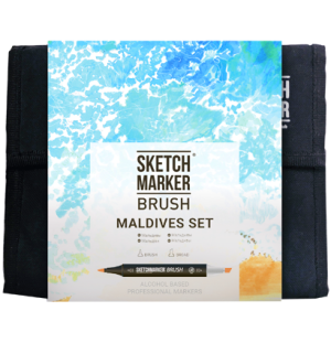 Набор маркеров SKETCHMARKER BRUSH Maldives set 36шт Мальдивы + сумка органайзер, Набор маркеров SKETCHMARKER BRUSH Maldives set 36шт Мальдивы + сумка органайзер,