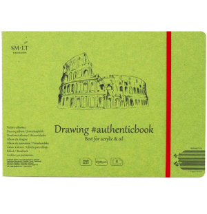 Скетчбук SMLT Art Authenticbook Acrylic 290г/м2 24,5x18,6см 8л белый сшивка на резинке, Скетчбук SMLT Art Authenticbook Acrylic 290г/м2 24,5x18,6см 8л белый сшивка на резинке,