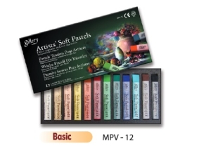 Пастель мягкая профессиональная квадратная Ассорти 12 цветов в картонной коробке