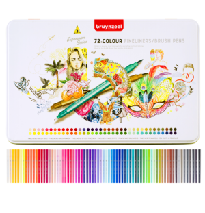 АКЦИЯ АПРЕЛЬ Набор двусторонних линеров Bruynzeel Brushpen 72цв, АКЦИЯ АПРЕЛЬ Набор двусторонних линеров Bruynzeel Brushpen 72цв,