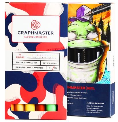 Набор спиртовых маркеров Graphmaster Box Set 12 Pastel в кейсе (пастельные) купить в фирменном магазине ArtCraft.Space с доставкой по РФ и СНГ