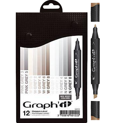 Набор маркеров для скетчей Graph'It Classic Mix Grey 12 штук (серые оттенки) купить в фирменном магазине маркеров ArtCraft.Space с доставкой по РФ и СНГ