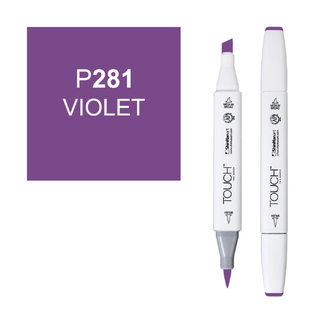 Маркер двухсторонний спиртовой  TOUCH TWIN BRUSH P281 Фиолетовый