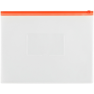 Папка-конверт на zip-молнии OfficeSpace А4, полипропилен, 150мкм, прозрачная, карман, молния красная