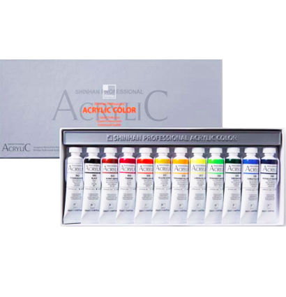 Набор акриловых красок Acrylic Color Pro ShinHanart 12 цветов в тубах 20 мл купить в художественном магазине ArtCraft.Space с доставкой по всему миру