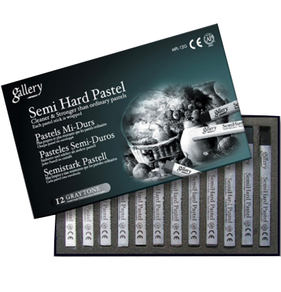 Пастель Mungyo Gallery Semi-Hard Pastel сухая полутвёрдая 12 серых цветов профессиональная купить в художественном магазине ArtCraft.Space с доставкой по всему миру