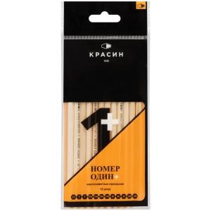 Набор карандашей ч/г Красин "Номер Один +" 12шт., 2Т (2Н), Т (Н)-2, ТМ (НВ)-4, М (В)-3, 2М (2В)-2 шестигран., заточен., ПП пакет, европодвес
