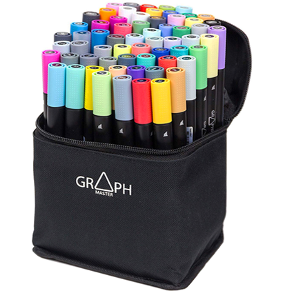 Набор спиртовых маркеров Graphmaster Bag Set 63 Advanced в фирменном пенале (продвинутый) купить в магазине товаров для рисования ArtCraft.Space с доставкой по РФ и СНГ
