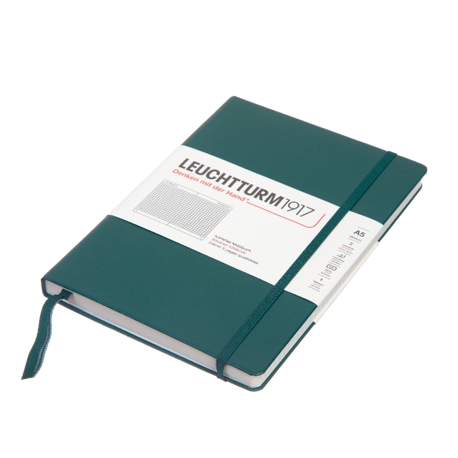 Блокнот Leuchtturm1917 Natural Colors A5 (14.5x21см) 125л в клетку твердая обложка, цвет:  Зеленый лес
