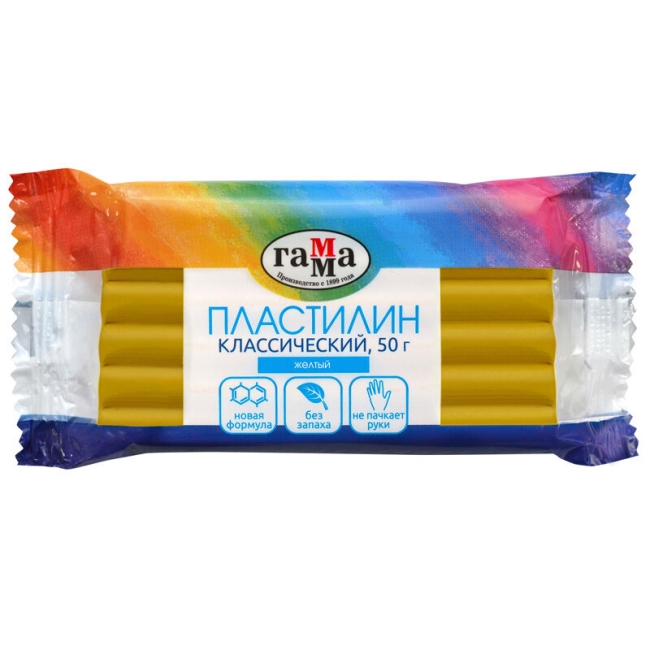 Пластилин Гамма "Классический" для лепки поштучно желтый 50г купить в художественном магазине ArtCraft.Space с доставкой по всему миру