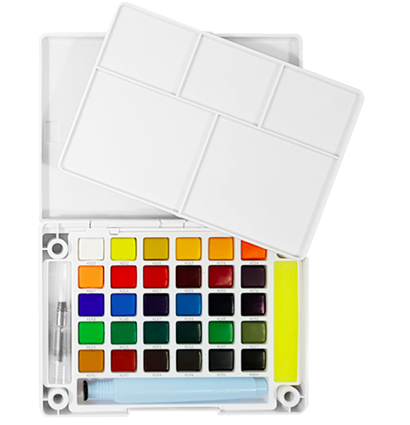 Набор акварели Sakura Koi Pocket Sketch Box 30 цветов в кейсе + губка и кисть купить в художественном магазине ArtCraft.Space с доставкой по РФ и СНГ