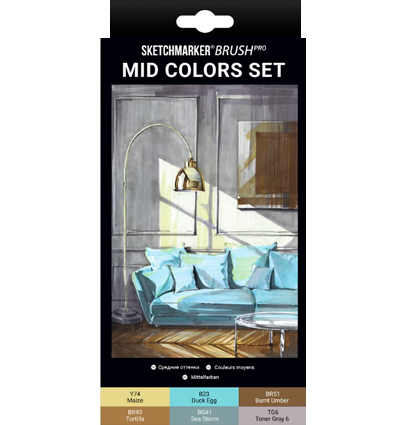 Набор маркеров для скетчей Sketchmarker Brush Pro 6 цветов Mid Colors купить в магазине маркеров ArtCraft.Space с доставкой по всему миру