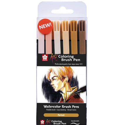 Набор акварельных маркеров с кистью Sakura Koi Coloring Brush Pen Портрет 6 цветов купить в магазине ArtCraft.Space с доставкой по всему миру