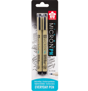 Набор капиллярных ручек Pigma Micron PN 2шт (0.4-0.5мм) Черный блистер, Набор капиллярных ручек Pigma Micron PN 2шт (0.4-0.5мм) Черный блистер,