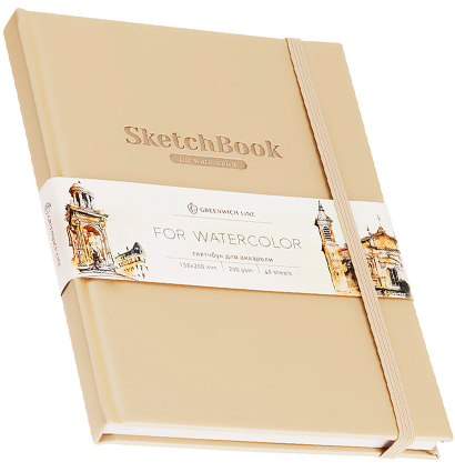 Скетчбук для акварели 40л., 150*200 Greenwich Line, бежевый, кожзам, на резинке, 200г/м2 Скетчбук для акварели 40л., 150*200 Greenwich Line, бежевый, кожзам, на резинке, 200г/м2