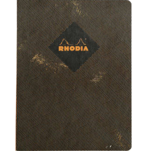 Блокнот Rhodia HERITAGE, 190х250 мм, черный chevrons, мягкая обложка, клетка, нумерация, 80л, кремов,