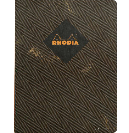 Блокнот Rhodia HERITAGE, 190х250 мм, черный chevrons, мягкая обложка, клетка, нумерация, 80л, кремов,