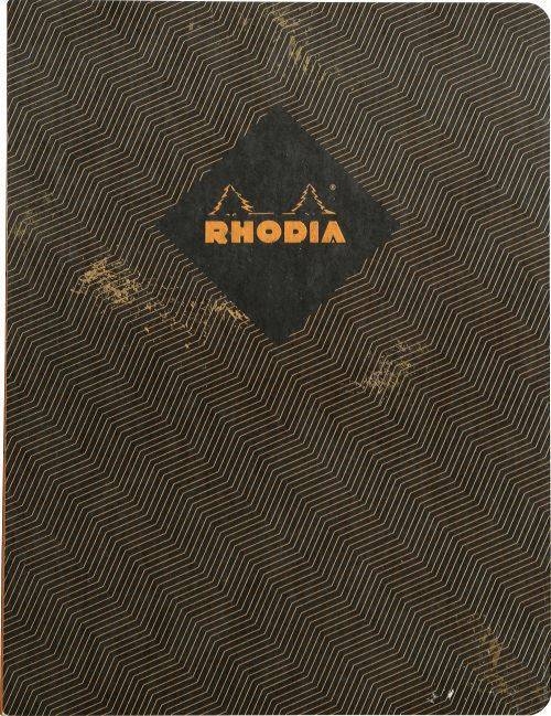 Блокнот Rhodia HERITAGE, 190х250 мм, черный chevrons, мягкая обложка, клетка, нумерация, 80л, кремов,