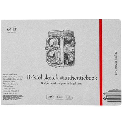Скетчбук SMLT Authentic Book Bristol универсальный 24.5x17.6 см / 18 листов / 185 гм купить в художественном магазине ArtCraft.Space с доставкой по РФ и СНГ