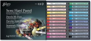 Пастель профессиональная сухая полутвёрдая квадратная 24 цвета в картонной коробке