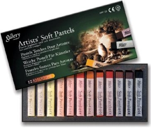 Пастель мягкая профессиональная квадратная Земля 12 цветов в картонной коробке