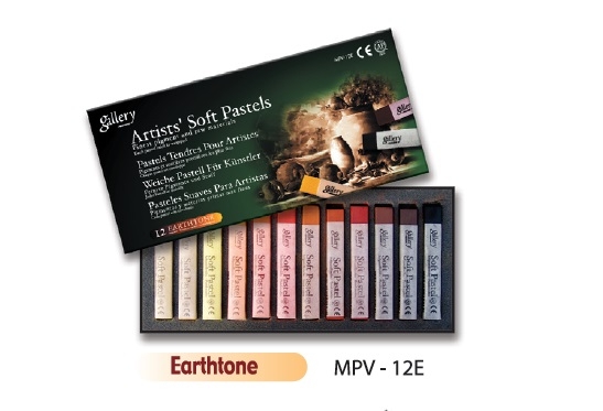 Пастель мягкая профессиональная квадратная Земля 12 цветов в картонной коробке