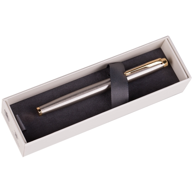 Ручка перьевая Parker "IM Brushed Metal GT" синяя, 0,8мм, подар. уп.