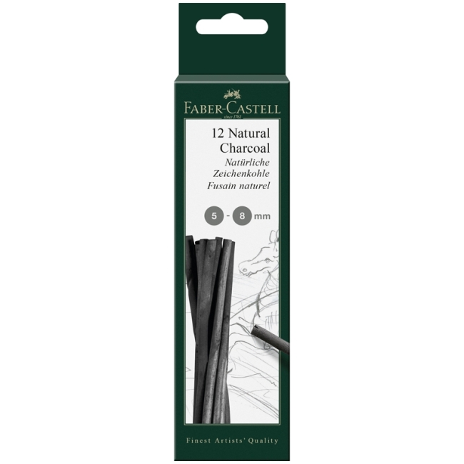 Уголь натуральный Faber-Castell "Pitt", ? 5-8мм, круглый, 12шт., картон. упак.