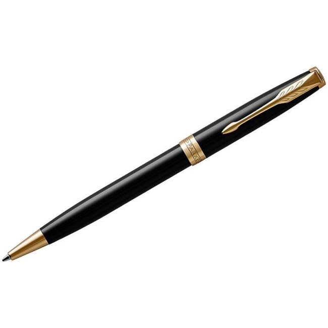 Ручка шариковая Parker Sonnet Black Lacquer GT 1 мм черные чернила, подарочная упаковка купить в магазине ArtCraft.Space