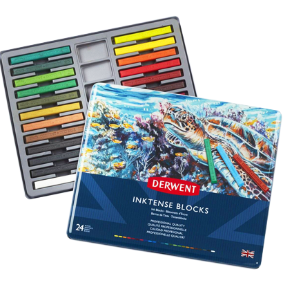 Акварельные блоки Derwent Inktense Blocks 24 цвета в фирменном кейсе купить в художественном магазине ArtCraft.Space с доставкой по РФ и СНГ