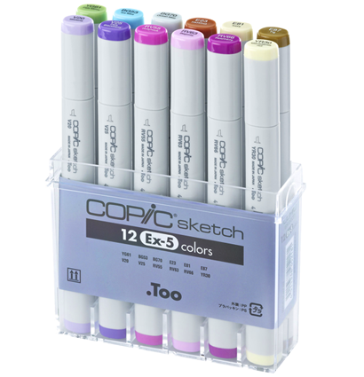 Copic Sketch EX-5 12 набор маркеров с кистью в кейсе Копик Скетч маркеры 12 цветов купить в официальном магазине ArtCraft.Space   с доставкой по РФ и всему миру