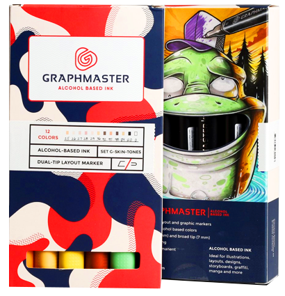 Набор спиртовых маркеров Graphmaster Box Set 12 Skin в кейсе (телесные) купить в фирменном магазине ArtCraft.Space с доставкой по РФ и СНГ