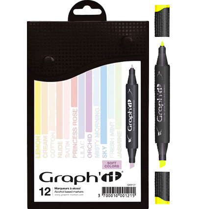Набор маркеров для скетчей Graph'It Classic Pastel 12 штук (пастельные оттенки) купить в магазине маркеров и скетчбуков ArtCraft.Space с доставкой по РФ и СНГ