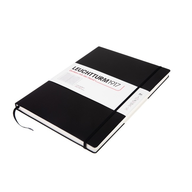 Блокнот Leuchtturm1917 Master A4+ (22.5x31.5см.), 100г/м2 - 235 стр. в линейку, твердая обложка, цвет: Черный