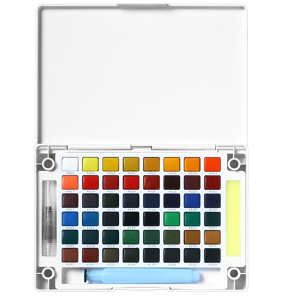 Набор акварели Sakura Koi Pocket Sketch Box 48 цветов в кейсе + губка и кисть купить в художественном магазине ArtCraft.Space с доставкой по РФ и СНГ