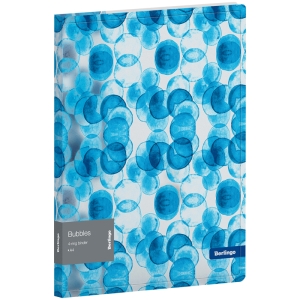 Папка на 4 кольцах Berlingo "Bubbles", 24мм, 600мкм, D-кольца, с внутр. карманом, прозрачная, с рисунком