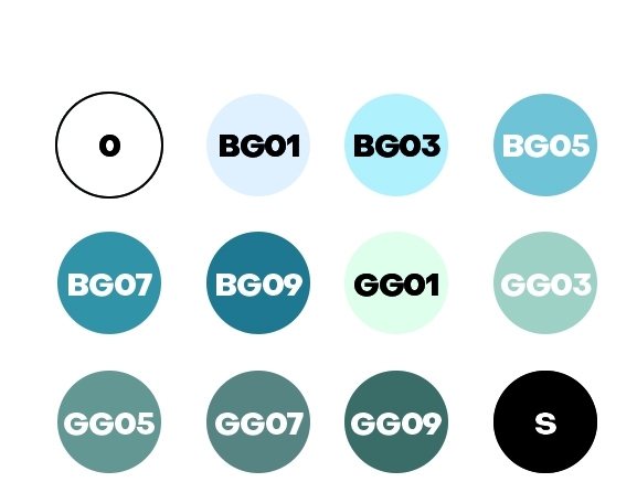 Набор скетч-маркеров Fat&Skinny Blue Green Grey 12 шт