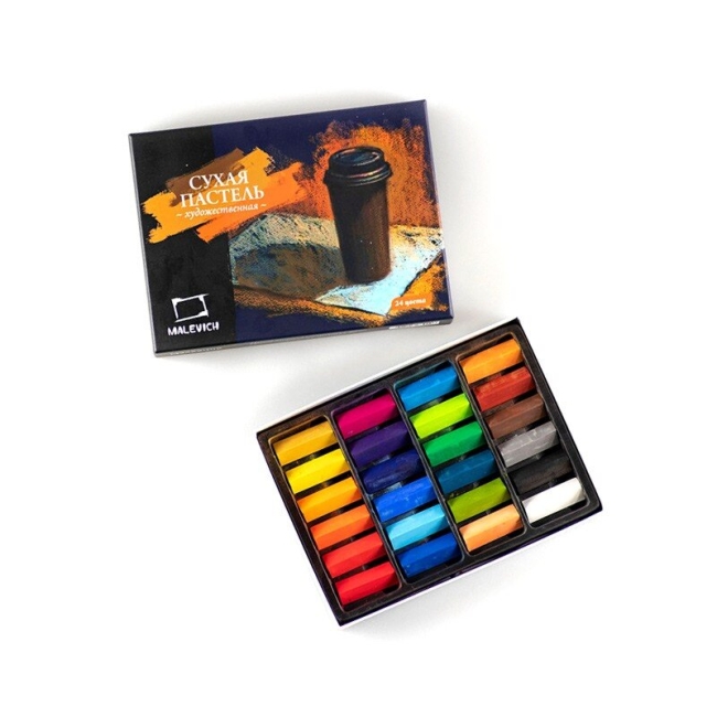 Пастель сухая Малевичъ 24 цвета квадратные мелки-половинки купить в художественном магазине ArtCraft.Space с доставкой по всему миру