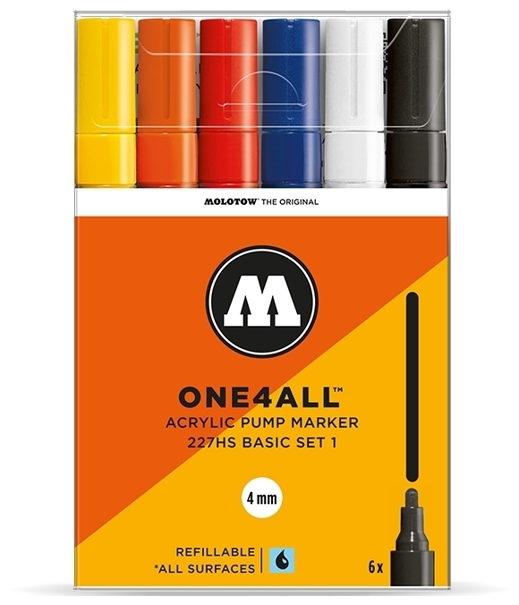 Molotow Набор маркеров ONE4ALL 227HS Basic-Set 1 6 шт 200453 4 мм