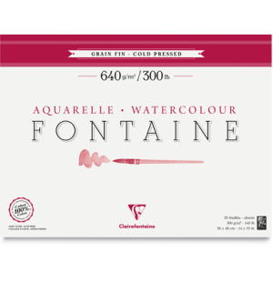Бумага для акварели 10л. 560*760мм Clairefontaine "Fontaine", 640 г/м2, хлопок, холодное прессование
