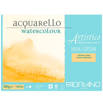 Альбом для акварели Fabriano Artistico Traditional White Fin из хлопка 18x26см / 12 листов / 300 гм (среднезернистая) купить в художественном магазине ArtCraft.Space с доставкой по РФ и СНГ