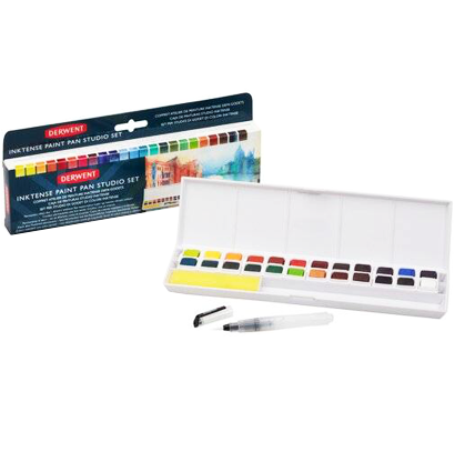 Набор акварельных блоков Derwent Inktense 24 цвета в кейсе купить в художественом магазине ArtCraft.Space