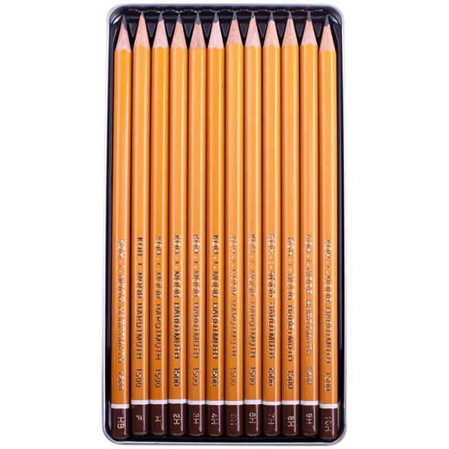 Набор чернографитных карандашей Koh-I-Noor 1500 Technic в пенале 12 штук HB-10H купить в художественном магазине ArtCraft.Space Набор чернографитных карандашей Koh-I-Noor 1500 Technic в пенале 12 штук HB-10H купить в художественном магазине ArtCraft.Space