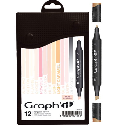 Набор маркеров для скетчей Graph'It Classic Skin 12 штук (телесные оттенки) купить в фирменном магазине маркеров и альбомов ArtCraft.Space с доставкой по РФ и СНГ