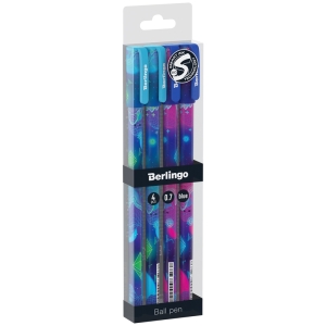 Ручка шариковая Berlingo "Retro Future" синяя, 0,7мм, грип, рисунок на корпусе, 4шт., PET-бокс с ЕП