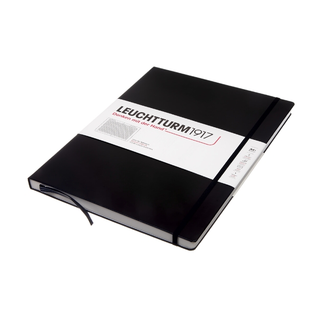 Блокнот Leuchtturm1917 Master A4+ (22.5x31.5см.), 100г/м2 - 235 стр. в клетку, твердая обложка, цвет: Черный