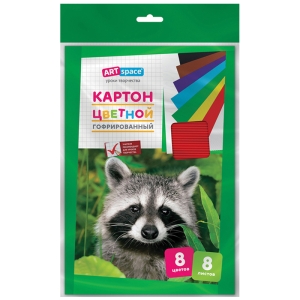 Картон цветной А4, ArtSpace, 8л., 8цв., гофрированный, в пакете с европодвесом Картон цветной А4, ArtSpace, 8л., 8цв., гофрированный, в пакете с европодвесом