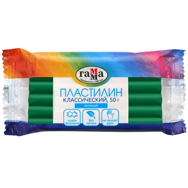 Пластилин Гамма "Классический" для лепки поштучно зеленый 50г купить в художественном магазине ArtCraft.Space с доставкой по всему миру